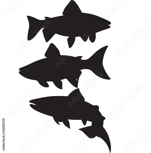 Silhouette of arctic char fish stock illustration, Fish vector illustration.