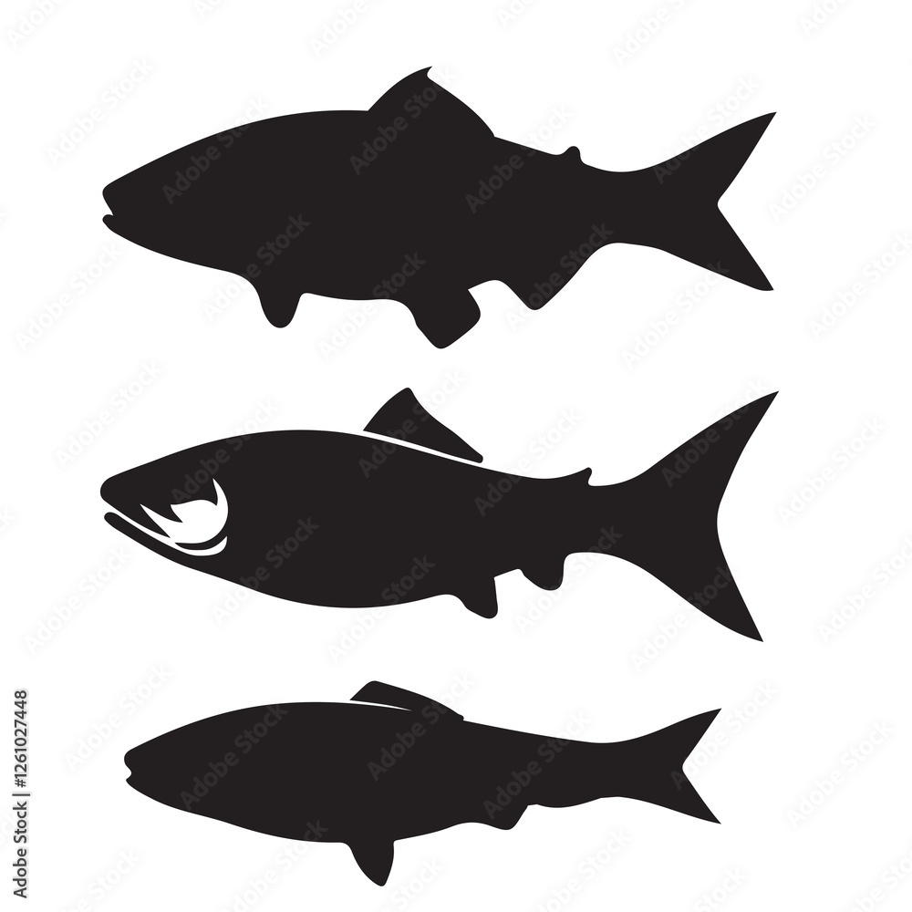 Silhouette of arctic char fish stock illustration, Fish vector illustration. Silhouette of arctic char fish stock illustration, Fish vector illustration.