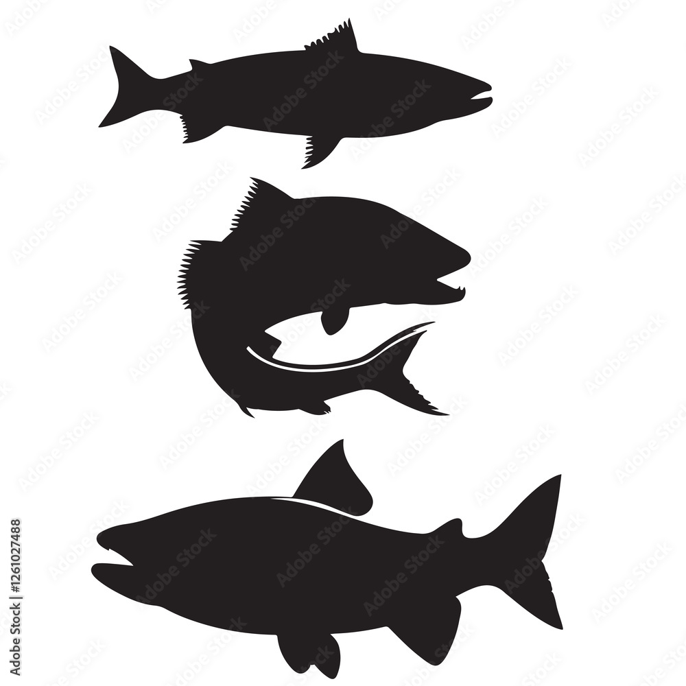 Silhouette of arctic char fish stock illustration, Fish vector illustration. Silhouette of arctic char fish stock illustration, Fish vector illustration.