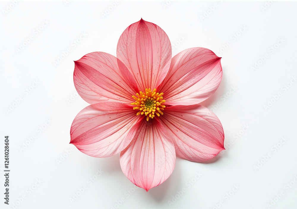 Fototapeta premium flat flower design simple pressed texture isolated crisp white