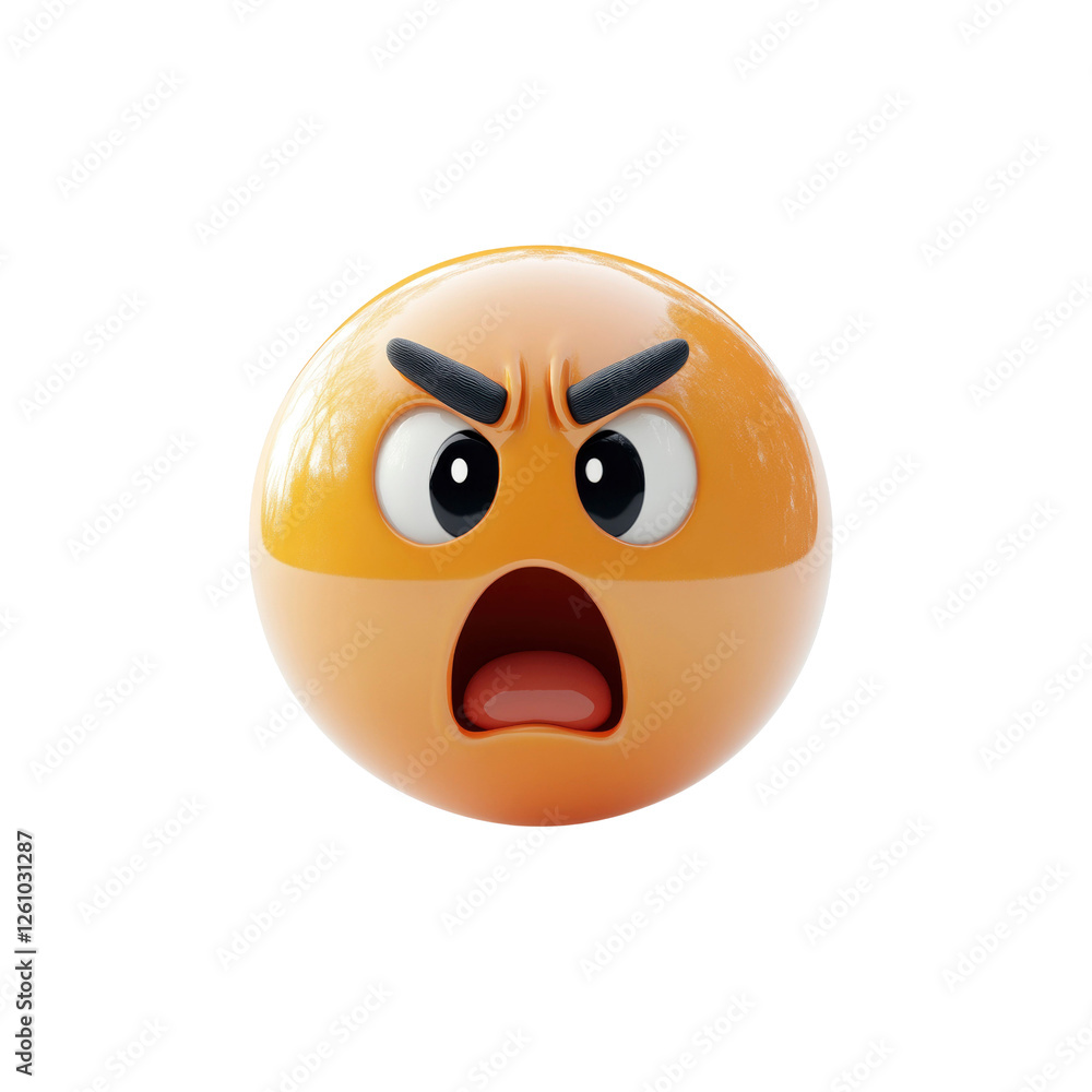 Fototapeta premium 3D Render of an Angry Shocked Emoticon