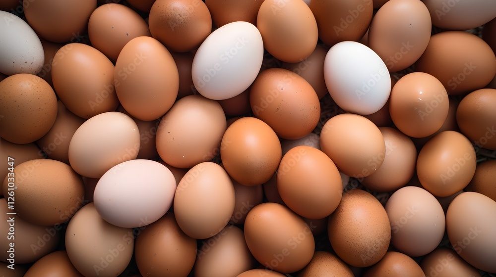 Many Brown and White Chicken Eggs Close Up Texture Background Many Brown and White Chicken Eggs Close Up Texture Background
