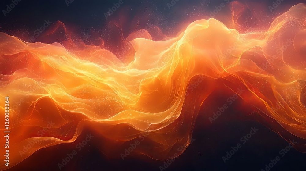 Fototapeta premium Dynamic Flow of Vibrant Flames Against a Dark Background, Capturing the Essence of Heat and Energy for Creative Projects.