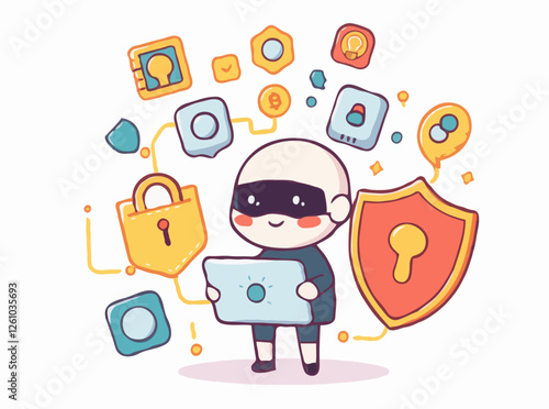 Cybersecurity and Data Protection in Tech Vector Elements