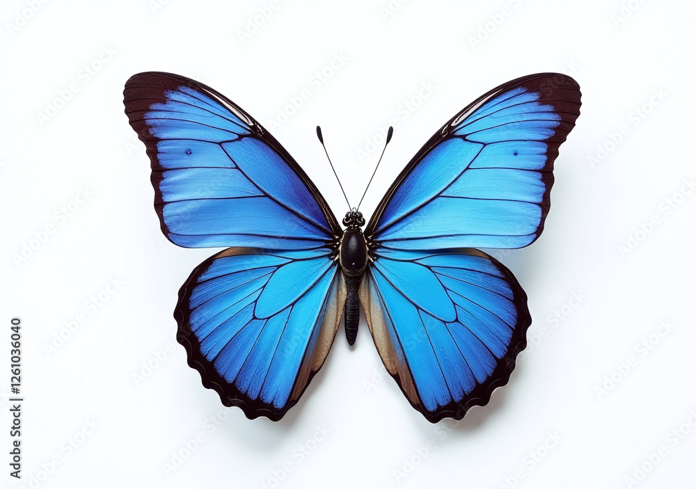 Fototapeta premium blue butterflies set clean white backdrop isolation