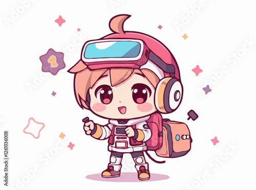 Virtual Reality Experience in Futuristic Technology Vector