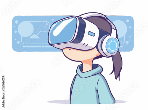 Virtual Reality Experience in Futuristic Technology Vector