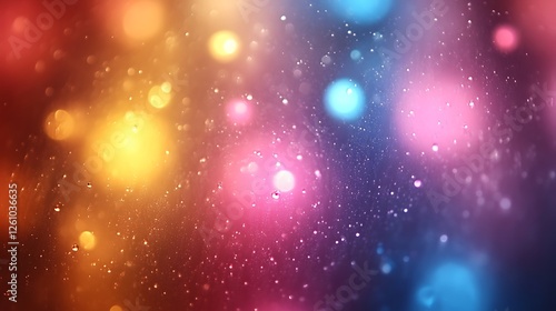 Abstract Colorful Lights Background With Water Droplets