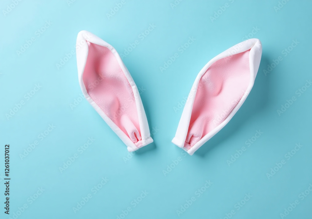 Fototapeta premium bunny ears blue background make happy easter