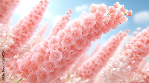 Delicate Pink Flowers Bloom Under a Bright Sky