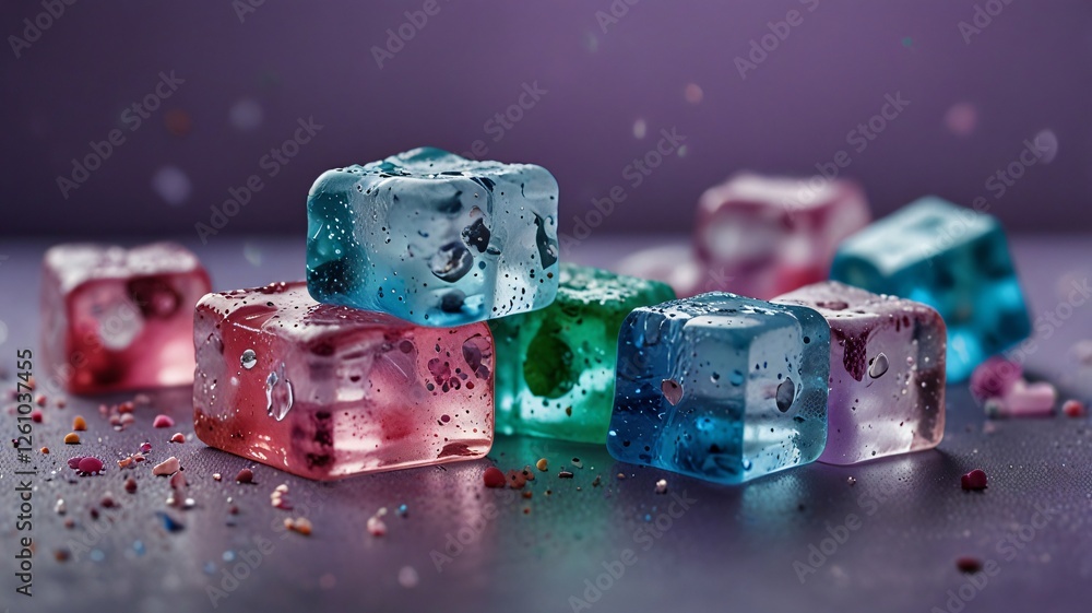 colored ice cubes , AI Generated.