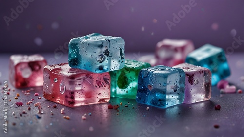 Obraz na płótnie colored ice cubes , AI Generated. w salonie