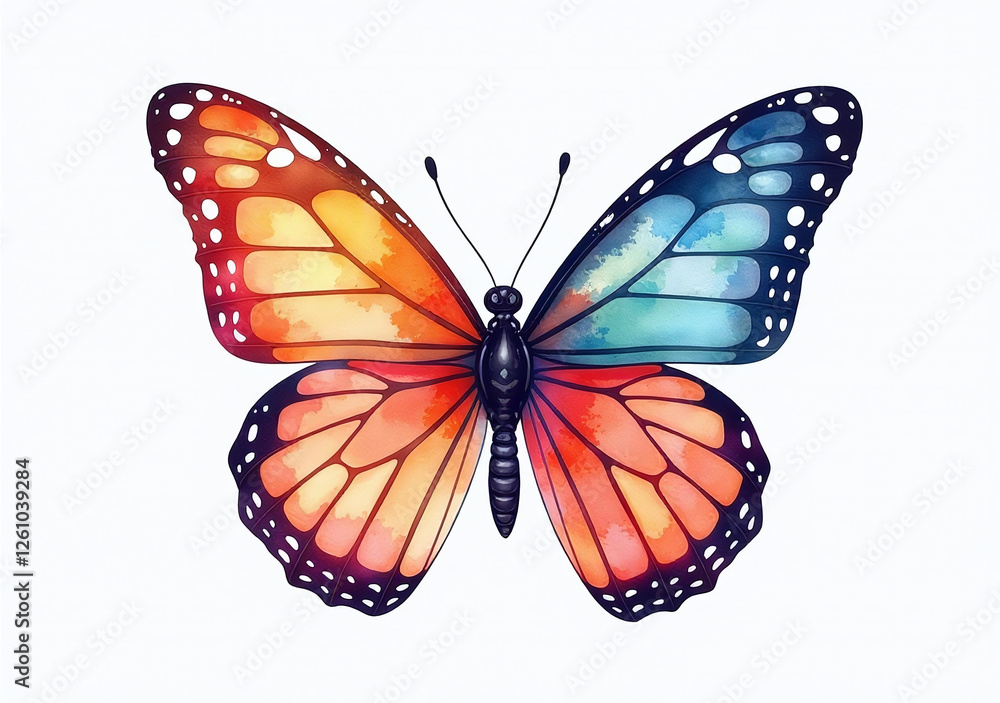 Fototapeta premium colorful butterfly art depicts isolated figure serene watercolor