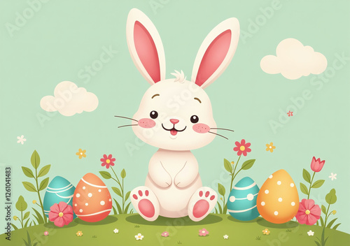 cute easter bunny illustration colorful backgrounds suitable various crafts