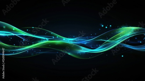 Abstract glowing waves, dark background, energy, design