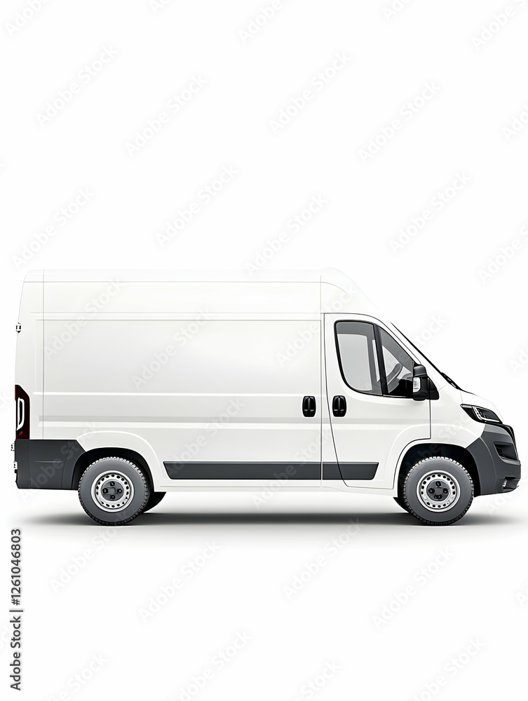 White van parked, ready for delivery. Clean background, suitable for transport or moving company ads White van parked, ready for delivery. Clean background, suitable for transport or moving company ads