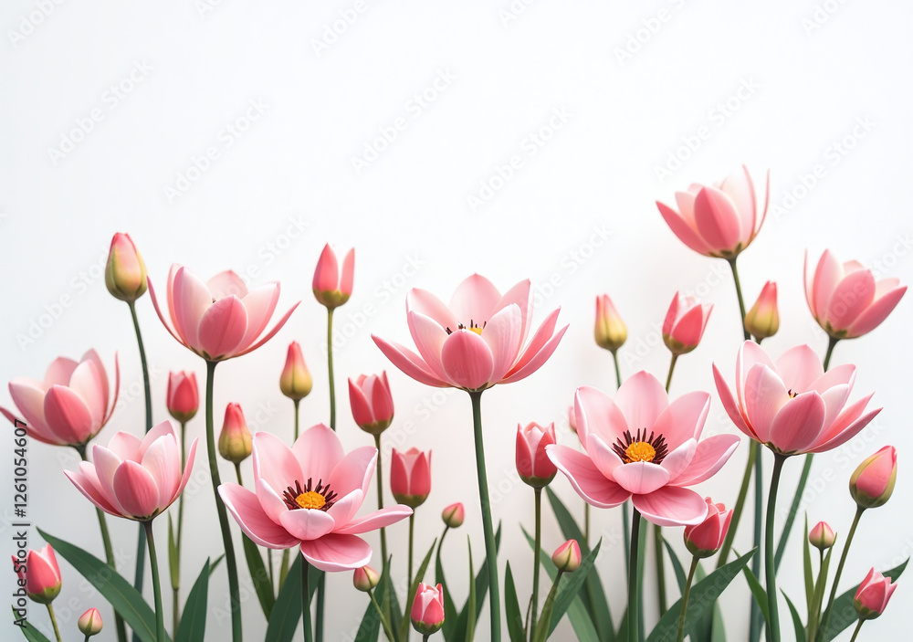 isolated realistic flowering plants foreground create striking visual effect soft petals shades pink isolated realistic flowering plants foreground create striking visual effect soft petals shades pink