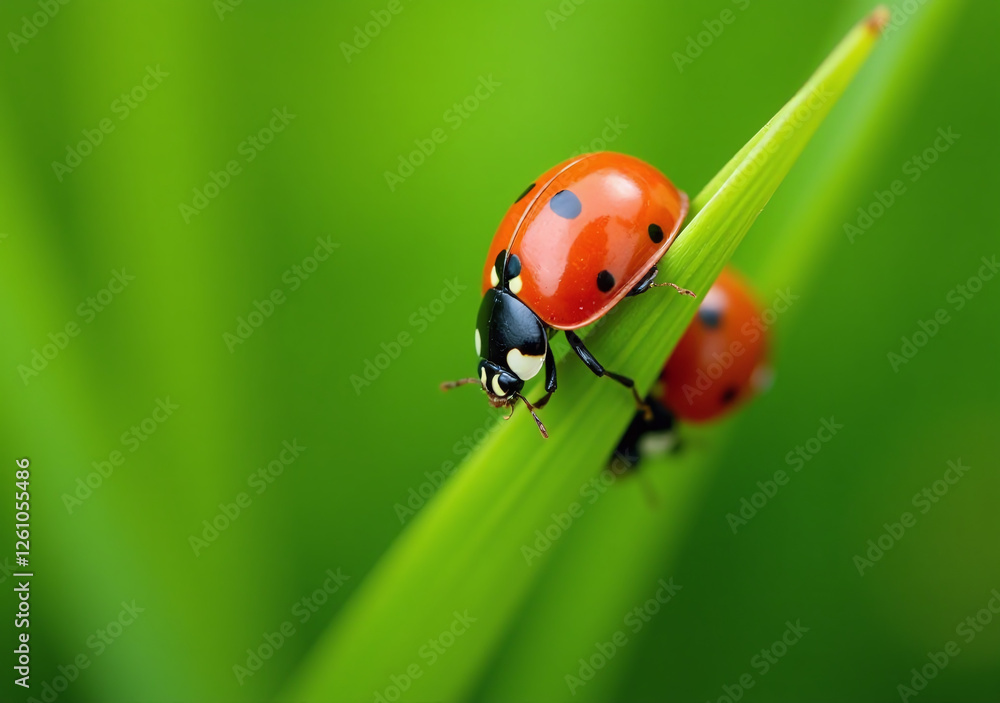 Fototapeta premium ladybugs green grass captured macro photography showcasing natural world