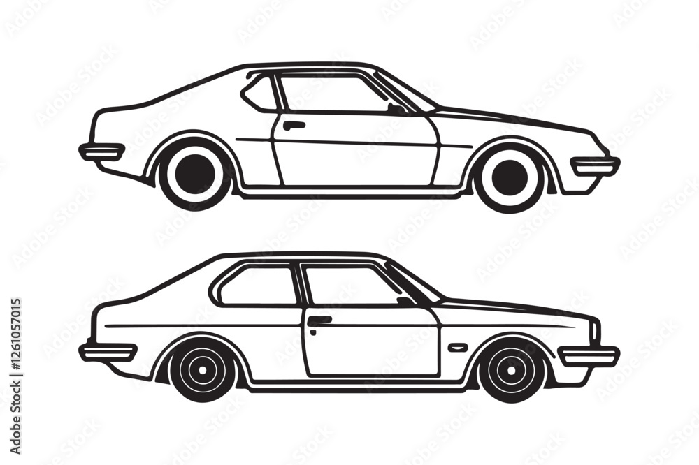 Obraz premium Vintage and Luxury Car Side View Clipart Set