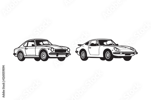 Vintage and Luxury Car Side View Clipart Set