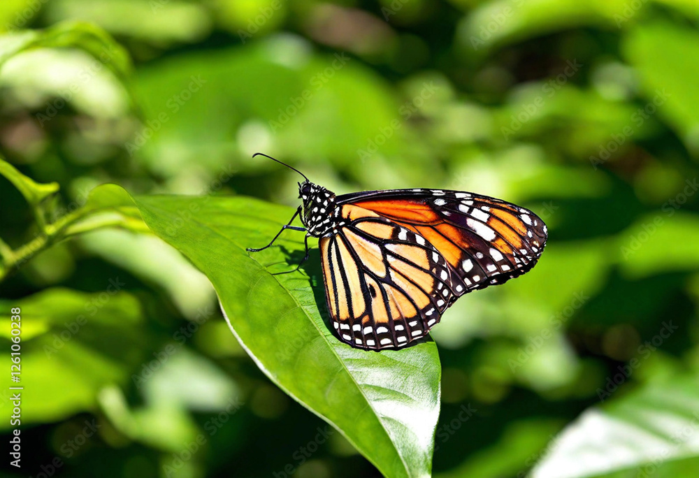 Design a captivating scene of a butterfly landing on a vibrant leaf, with intricate layers of foliage. Design a captivating scene of a butterfly landing on a vibrant leaf, with intricate layers of foliage.