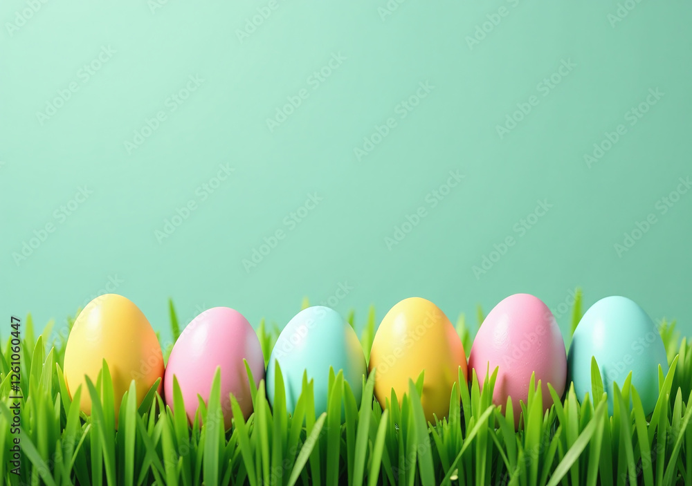 pastel eggs adorn vibrant green grass backdrop pastel eggs adorn vibrant green grass backdrop