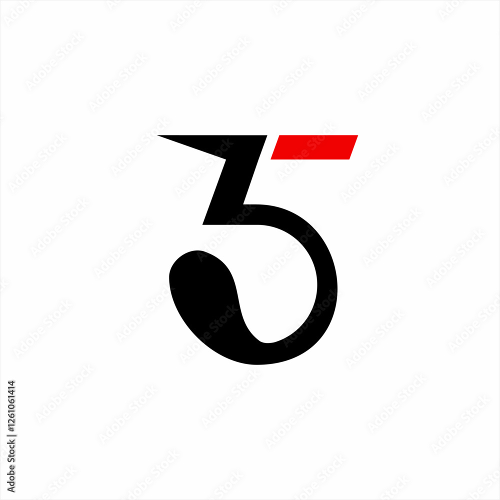 Design a logo of number 5 or 35 with a fast concept. Design a logo of number 5 or 35 with a fast concept.