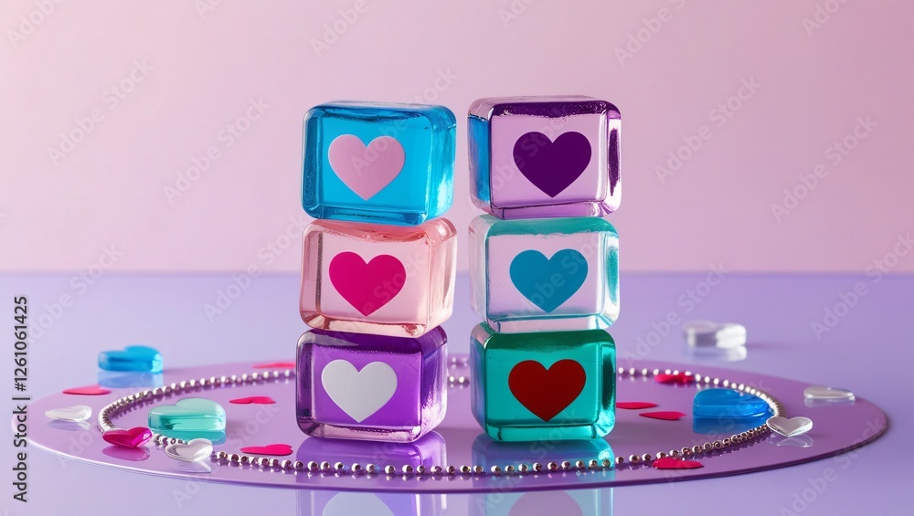 heart shapes on cubes , AI Generated.