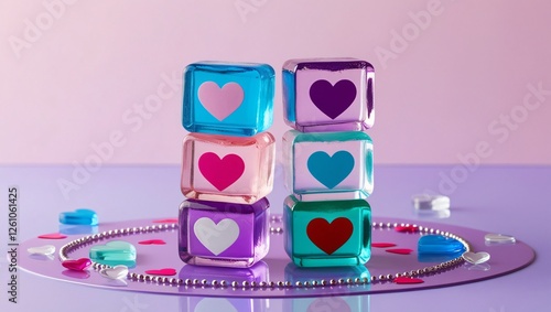 Obraz na płótnie heart shapes on cubes , AI Generated. w salonie