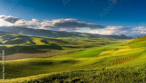 farmland in greater caucasus ismailli region azerbaijan photo