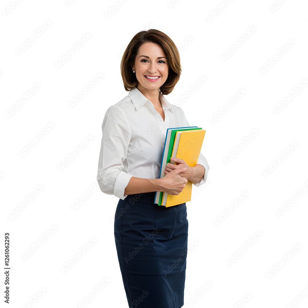 Businesswoman Holding Books. Transparent background Businesswoman Holding Books. Transparent background