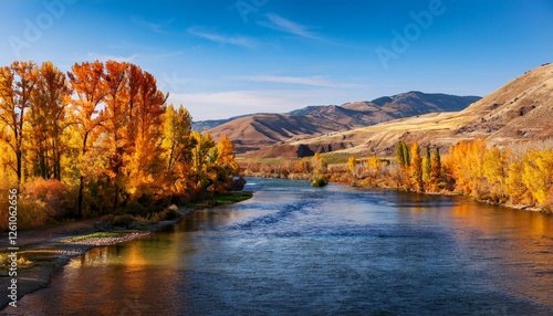 usa washington state kittitas county fall colors along the yakima river in kittitas county