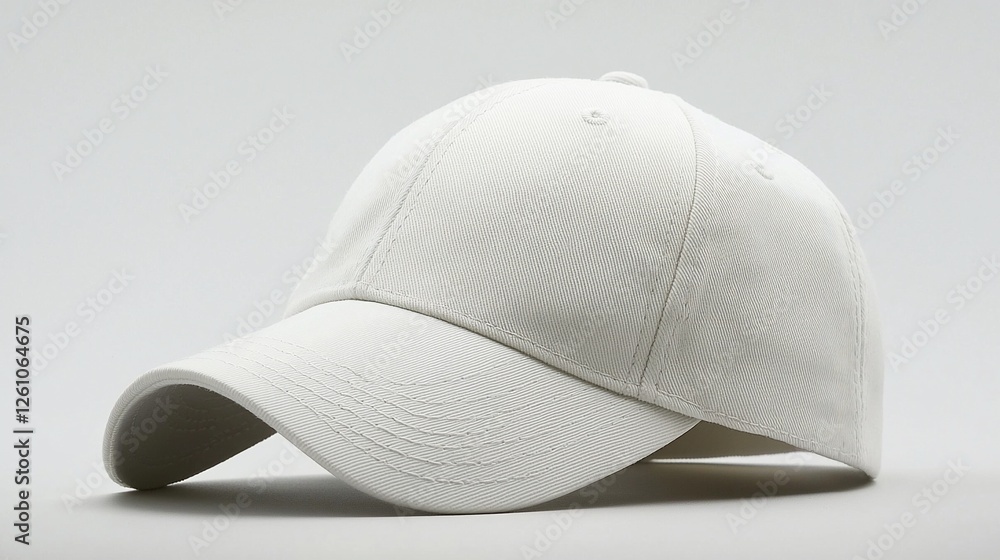 White baseball cap, studio shot, plain background, mockup White baseball cap, studio shot, plain background, mockup