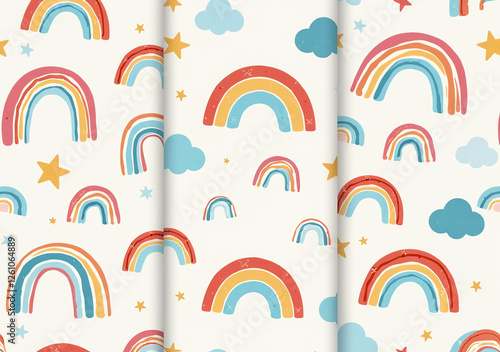 seamless rainbow patterns babies kids modern design