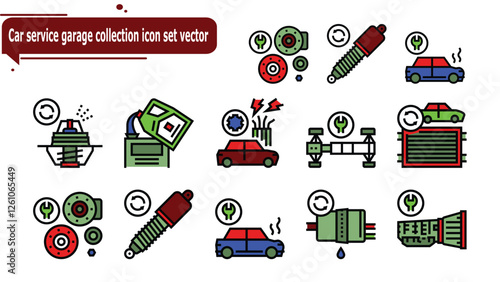 Car service garage collection icon set vector