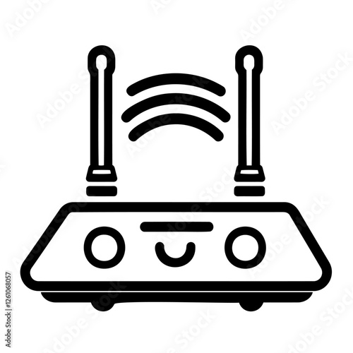 Simple black and white WiFi router icon