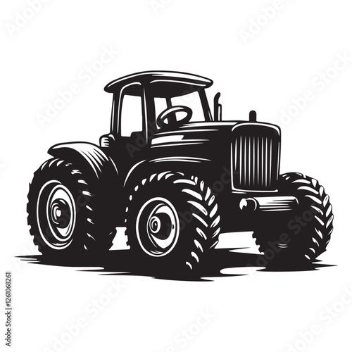 Agricultural Transport Vector – Classic Monochrome Design