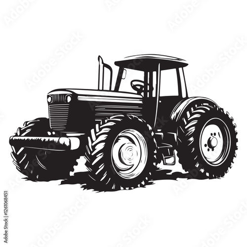 Farm Life Tractor Art – Minimalist Vintage Sketch
