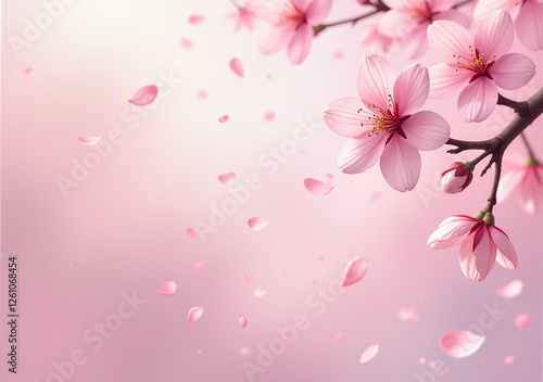 soft pink sakura petals gently fall beautiful vector illustration