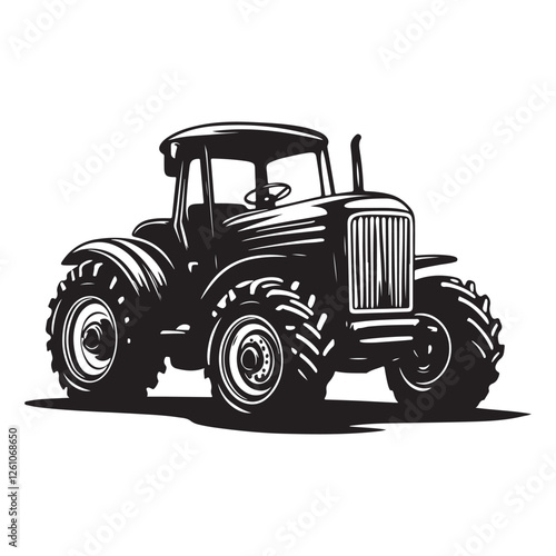 Farm Life Tractor Art – Minimalist Vintage Sketch