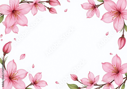 spring flowers sakura petals softly framing delicate frames watercolor illustration vector format changeable layout