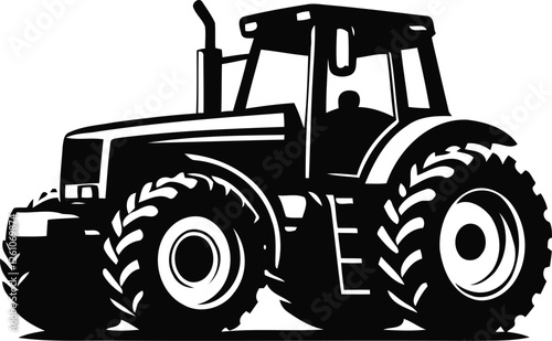 Tractor Vector Illustration logo with Heavy Duty tractor Icon vector on white background