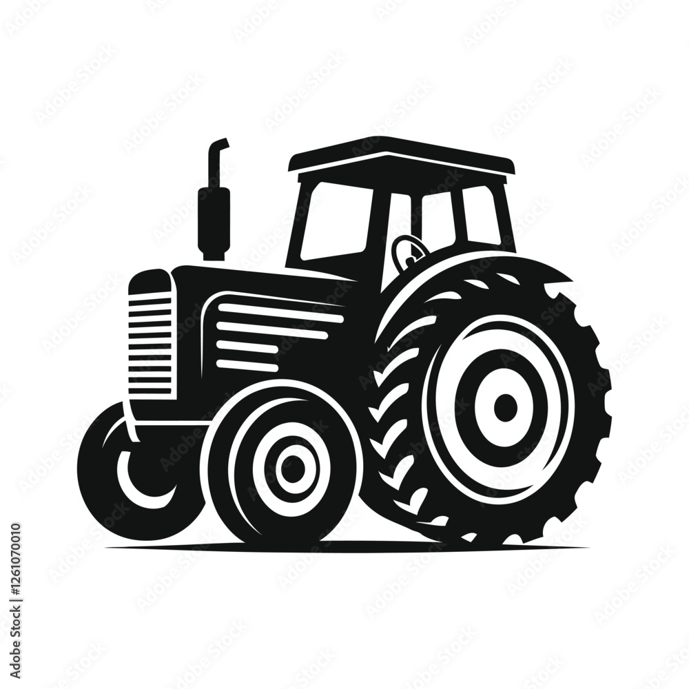 Obraz premium Tractor Vector Illustration logo with Heavy Duty tractor Icon vector on white background
