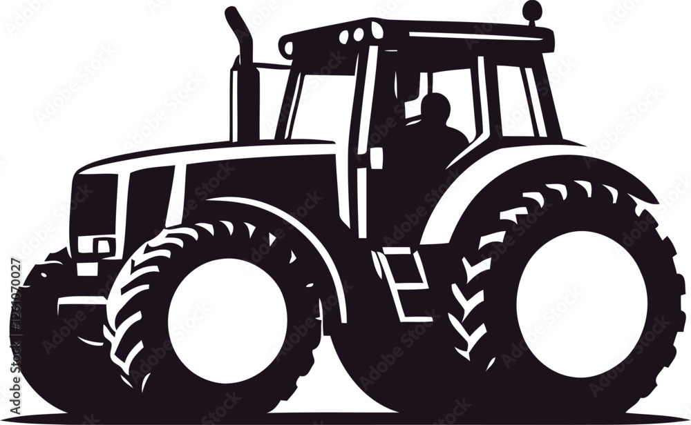 Naklejka premium Tractor Vector Illustration logo with Heavy Duty tractor Icon vector on white background