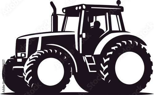 Tractor Vector Illustration logo with Heavy Duty tractor Icon vector on white background
