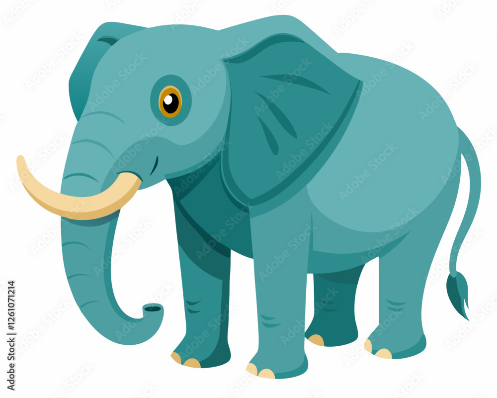 Fototapeta premium Elephant vector, Simple color Design vector icon with white background. Wild Animal Vector., Cartoon vector, 2d vector 