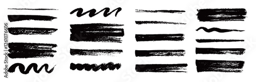 Marker brush texture stroke paint underline highlight. Marker pen highlight stroke. Vector hand drawn brush underline element set for accent, crayon texture emphasis element. Chalk vector illustration