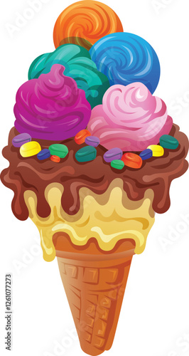 colorful ice cream icon vector illustration