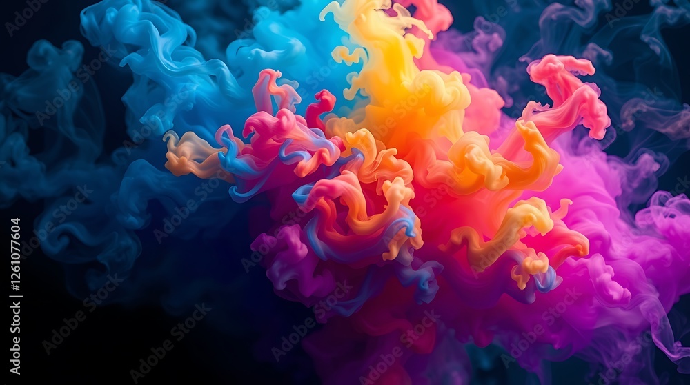 © Pongsatorn - Colorful Smoke Explosion on a Vivid Background