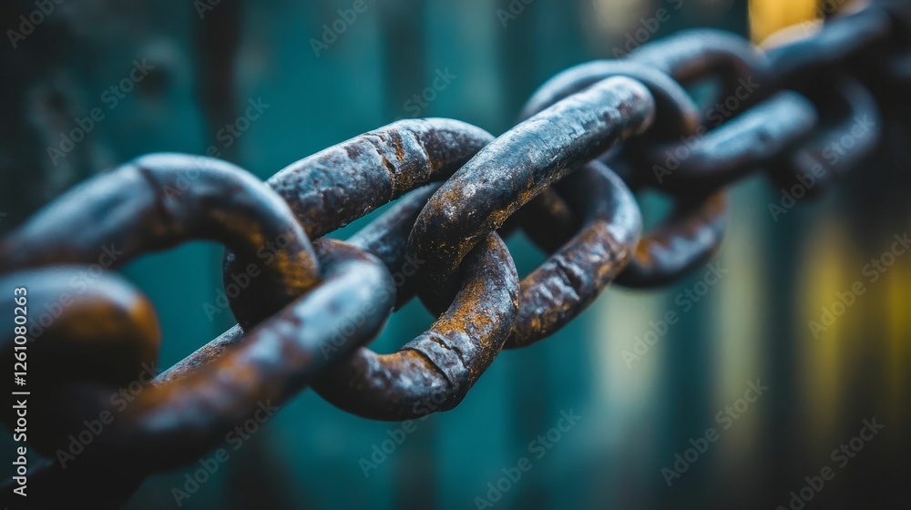 Rusted chain links close-up detail, weathered metal texture. Rusted chain links close-up detail, weathered metal texture.
